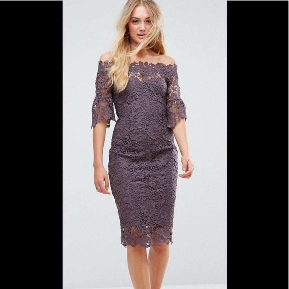 Paper Doll Asos Lavender Lace Midi Dress